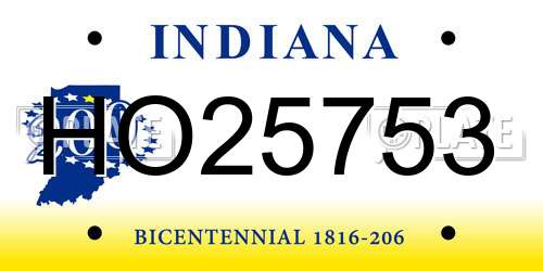 HO25753 Indiana License Plate
