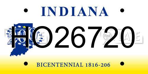 HO26720 Indiana License Plate