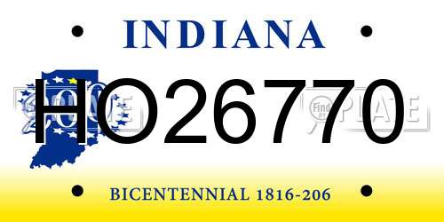 HO26770 Indiana License Plate