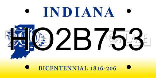 HO2B753 Indiana License Plate