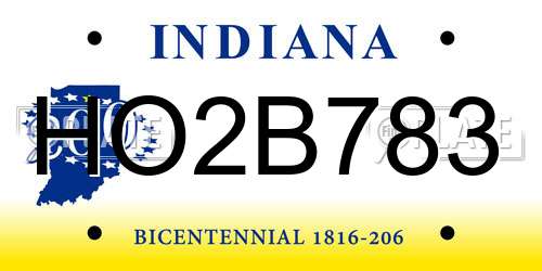 HO2B783 Indiana License Plate