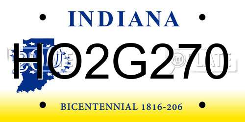HO2G270 Indiana License Plate