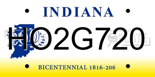 HO2G720 Indiana License Plate