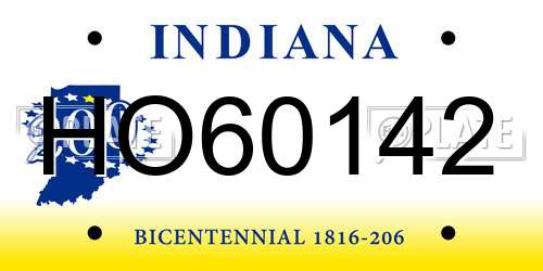 HO60142 Indiana License Plate