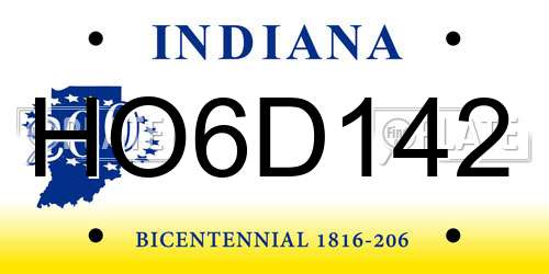 HO6D142 Indiana License Plate