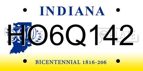 HO6Q142 Indiana License Plate