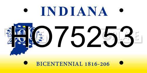 HO75253 Indiana License Plate