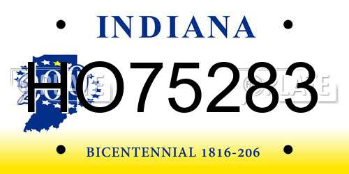 HO75283 Indiana License Plate