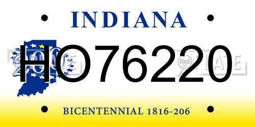 HO76220 Indiana License Plate