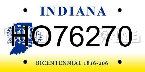 HO76270 Indiana License Plate