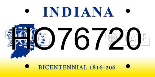 HO76720 Indiana License Plate