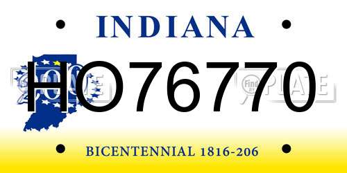 HO76770 Indiana License Plate