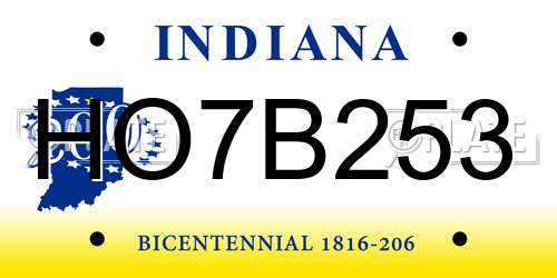 HO7B253 Indiana License Plate