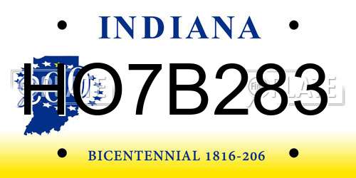 HO7B283 Indiana License Plate
