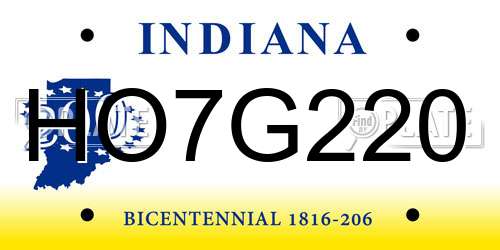 HO7G220 Indiana License Plate