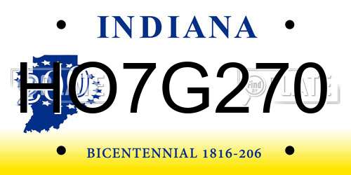 HO7G270 Indiana License Plate