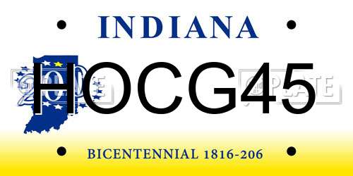 HOCG45 Indiana License Plate