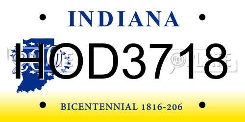 HOD3718 Indiana License Plate