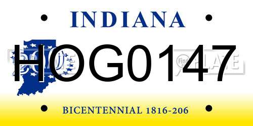 HOG0147 Indiana License Plate