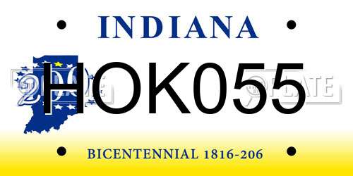 HOK055 Indiana License Plate