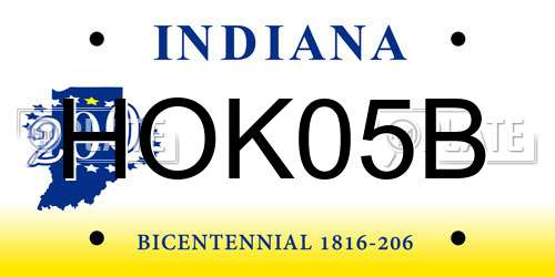 HOK05B Indiana License Plate