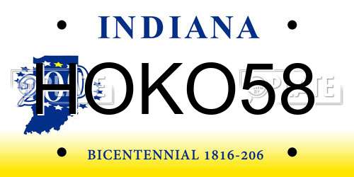 HOKO58 Indiana License Plate