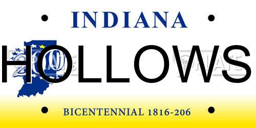 HOLLOWS Indiana License Plate