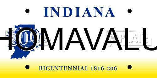 HOMAVALU Indiana License Plate