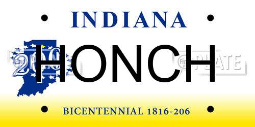 HONCH Indiana License Plate