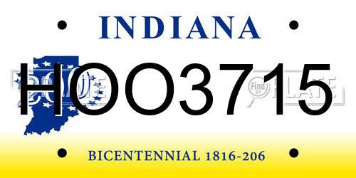 HOO3715 Indiana License Plate
