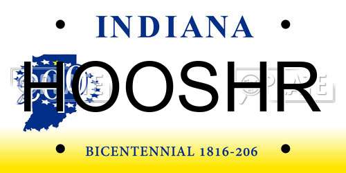 HOOSHR Indiana License Plate