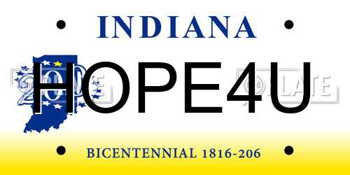 HOPE4U Indiana License Plate