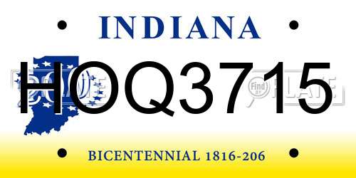 HOQ3715 Indiana License Plate