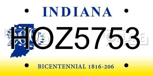 HOZ5753 Indiana License Plate