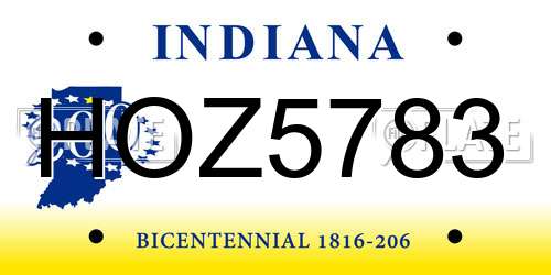HOZ5783 Indiana License Plate