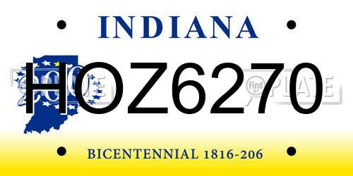 HOZ6270 Indiana License Plate