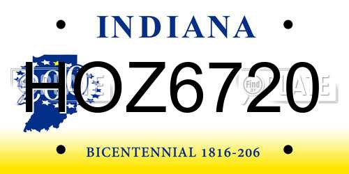 HOZ6720 Indiana License Plate