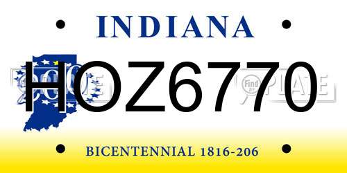 HOZ6770 Indiana License Plate