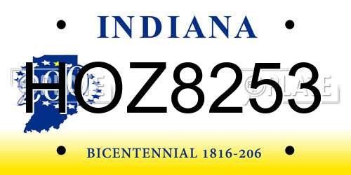 HOZ8253 Indiana License Plate