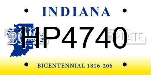 HP4740 Indiana License Plate