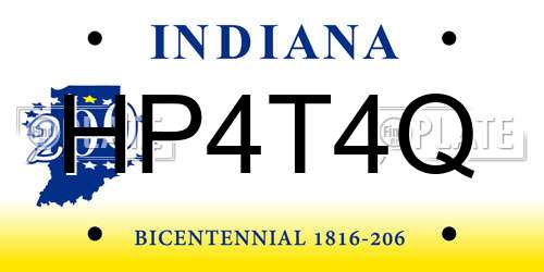 HP4T4Q Indiana License Plate