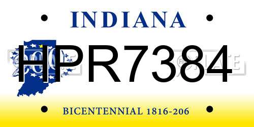 HPR7384 Indiana License Plate
