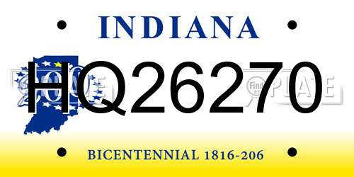 HQ26270 Indiana License Plate