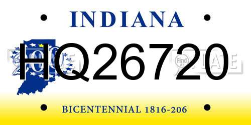HQ26720 Indiana License Plate