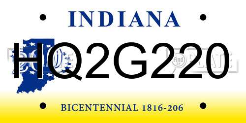 HQ2G220 Indiana License Plate