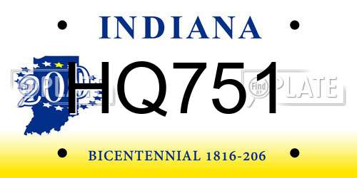 HQ751 Indiana License Plate