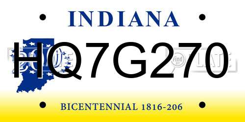 HQ7G270 Indiana License Plate