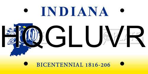 HQGLUVR Indiana License Plate