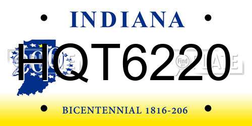 HQT6220 Indiana License Plate