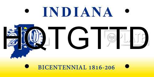 HQTGTTD Indiana License Plate